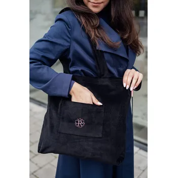 Manšestrová taška Shopper černá