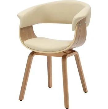 Jídelní židle Designová skandinávská jídelní židle Ecco s krémovým koženým potahem a světlým hnědým dubovým rámem 62 cm