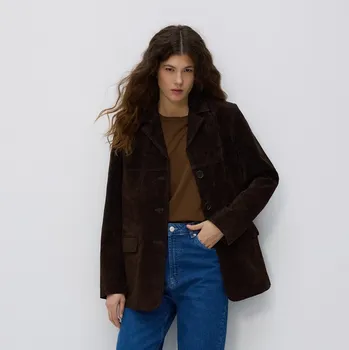 Dámské tričko Reserved - Tričko s příměsí hedvábí - hnědá - 445CB-88X - 445CB-88X-XS