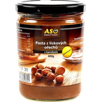 Potravina ASO - Zdravý život Pasta z lískových oříšků s karobem Hmotnost: 400g