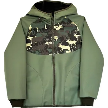 Záhoří Rudel Dětská myslivecká softshellová bunda s kapucí - jeleni - Velikost 122