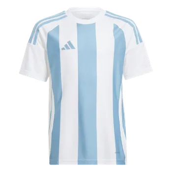 Adidas Teamsport Striped 24 krátký rukáv bílá/světle modrá UK Junior M