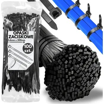 Stahovací páska VELMI SILNÉ STAHovací PÁSKY 3,6x300mm ČERNÉ STAHOVACÍ PÁSKY 100 KS