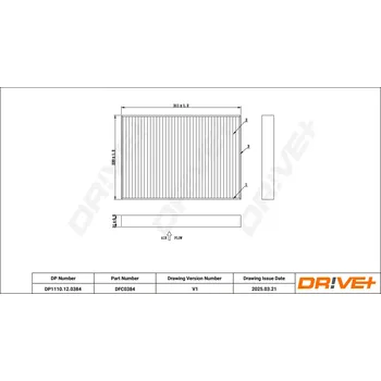 Ventilátor topení a klimatizace Kabinový (pylový) filtr DRIVE+ DP1110.12.0384