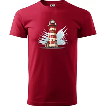 Pánské tričko Sablio Tričko s potiskem Maják - červené 5XL