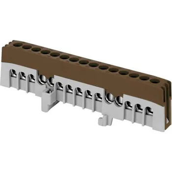 Sběrnice na DIN lištu 15PIN izolovaná hnědá