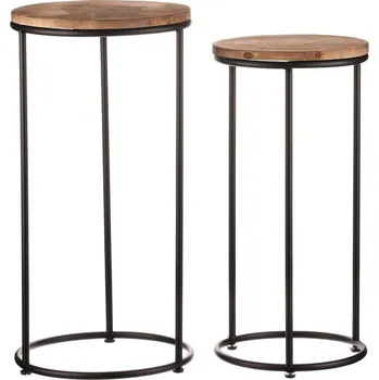 Věšák Stojan - kov a dřevo, černý rám, cena za sadu 2 ks