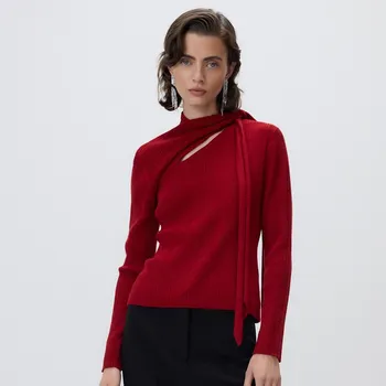 Dámský svetr Reserved - Svetr s ozdobnou vazačkou - červená - 448ID-33M - 448ID-33M-S