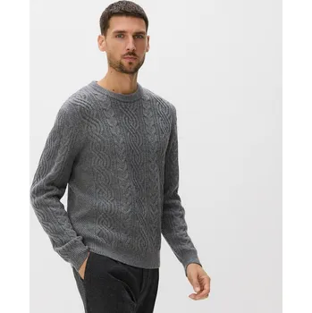 Pánský svetr Reserved - Vlněný svetr s copánkovým vzorem - tmavě šedá - 479GQ-90M - 479GQ-90M-S