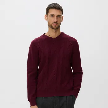 Pánský svetr Reserved - Strukturovaný svetr s vlnou - hnědá - 456GQ-83X - 456GQ-83X-L