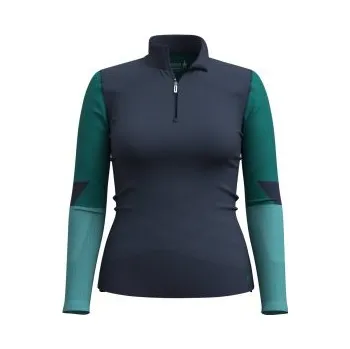 Smartwool Womens Intraknit Thermal Merino Base Layer Colorblock 1/4 Zip Charcoal