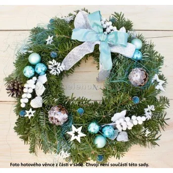 Vánoční dekorace Vánoční sada pro výrobu věnce na dveře TYRKYSOVÁ