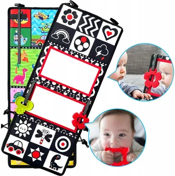 Senzorická hračka se zrcátkem, pestrobarevná textilní, 60,5 x 25,5 cm