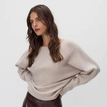 Dámský svetr Reserved - Svetr s příměsí vlny - béžová - 128HH-08M - 128HH-08M-XL