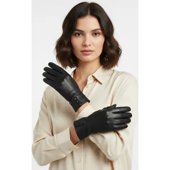 Rukavice Dámské kožené rukavice Vivisence 7211 Barva: Černá, Velikost: M