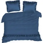 Saténové povlečení 160x200 Venuše námořnicky modré zdobené volánky Eurofirany 220426684