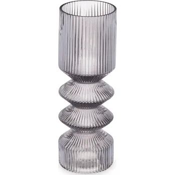 Váza Giftdecor Skleněná váza, rýhované sklo, 8 x 23 cm, šedá