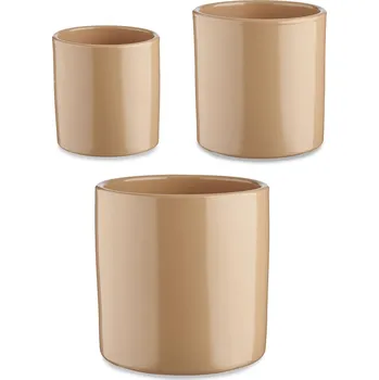 Keramický dřez IBERGARDEN Sada keramickcých béžových květináčů, 3 ks, béžově