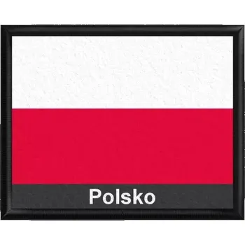 Textilie k potisku Pelisport Polská vlajka s textem tištěná Černý rámeček