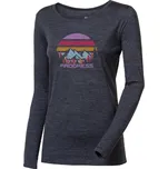 Progress Hela Landscape šedý melír dámské triko dlouhý rukáv 100% merino vlna - XXL