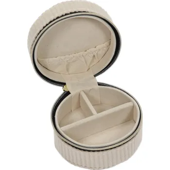 Home Styling Collection Malá šperkovnice, manšestr, Ø 8 cm, šedá