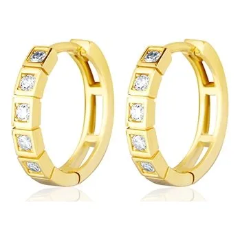 Náušnice Náušnice kruhy ze žlutého zlata se zirkony 15 mm ZE0631XJ72-4800 + Dárek zdarma