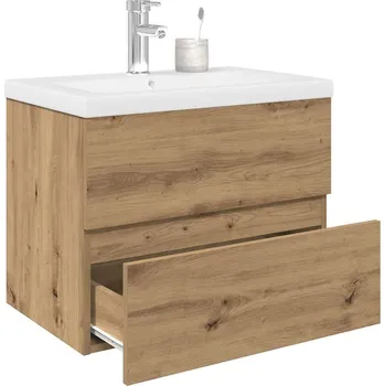 Umyvadlo vidaXL Umyvadlová skříňka s vestavěným umyvadlem kompozit [3152871] Barva: dub artisan