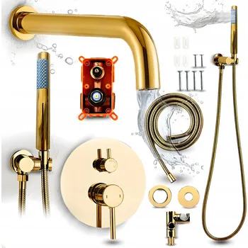 Vodovodní baterie Nástěnná vanová a sprchová baterie Heckermann Moderní zlatá