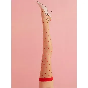 Dámské punčochy Punčochy na podvazkový pás Love Booster 15 den - 5 (XL) / červená