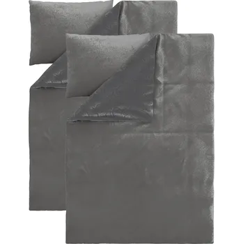 Povlečení LIVARNO® Sada plyšového ložního povlečení, 140 x 200 cm, 70 x 90 cm, šedá, 2dílná
