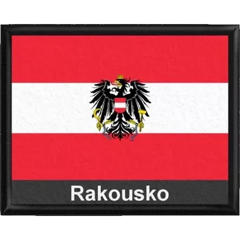 Textilie k potisku Pelisport Rakouská vlajka s textem tištěná Černý rámeček