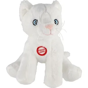 plyšák Teddies Kočka/Kočička sedící plyš 15cm bílá se zvukem v sáčku 0+