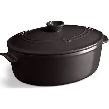 Hrnec Hrnec oválný s poklicí 33 x 26 cm Charcoal pepřový - Emile Henry (Emile Henry oválný s poklicí Charcoal pepřový 33 x 26 cm - Emile Henry)