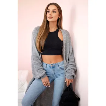 Dámský svetr Kesi Svetr dlouhý kardigan šedý Kesi černá | šedá | světle modrá 3468086