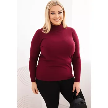 Dámský svetr Kesi Włoski Dámský svetr Plus Size z viskózy s rolákem bordový Kesi Włoski černá | tmavě červená 3459416