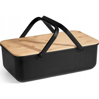 chlebník Kovový chléb s víkem Kuchyňský úložný kontejner s víkem na chléb černý