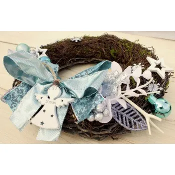 Vánoční dekorace Vánoční sada pro výrobu věnce na dveře z proutí tyrkysová