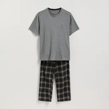 Pánské pyžamo Reserved - Dvoudílné pyžamo s výšivkou - tmavě šedá - 922ER-90X - 922ER-90X-M