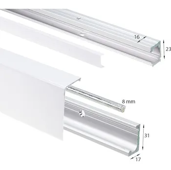 Nábytkové kování SIEGENIA kolejnice pro PSK Comfort Barva: tmavě hnědá, Typ: 2000 mm