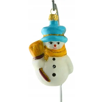 Vánoční dekorace Vánoční Koule na vánoční stromeček Sněhulák s koštětem a modrým kloboukem