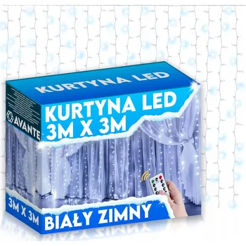 Vánoce SVĚTELNÝ ZÁVĚS 300 LED STUDENÁ BÍLÁ GIRLANDA 3x3M VÁNOČNÍ NA STROMEČEK USB DÁLKOVÉ OVLÁDÁNÍ