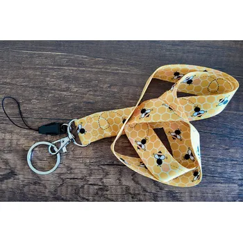 Poutko, klíčenka s karabinou pro včelaře - motiv včela