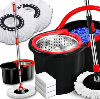 Bezpečnostní kamera Černý rotační mop s 14L kbelíkem a teleskopickou tyčí