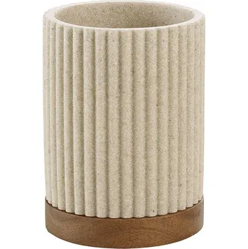 Držák na kartáček Douceur d'intérieur Žebrovaný dávkovač mýdla NIAGARA, 8 x 17 cm, béžová