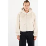 Mikina Urban Classics Ladies Full Zip Faux Fur Hoodie White Sand S