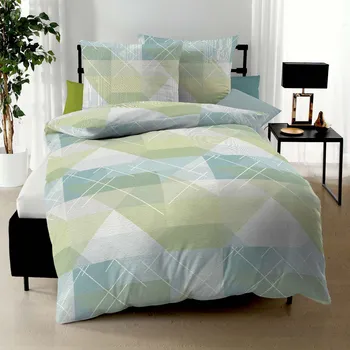 Povlečení Kaeppel | Krepové povlečení Linear smaragd, 140x200, 70x90