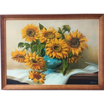 Obraz Bondecor Obraz "Slunečnice" - v dřevěném frézovaném rámu, 70x50cm