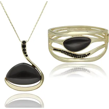 Souprava šperků Yvon Luxusní sada šperků CALISTA s hnědým křemenem - náhrdelník a náramek