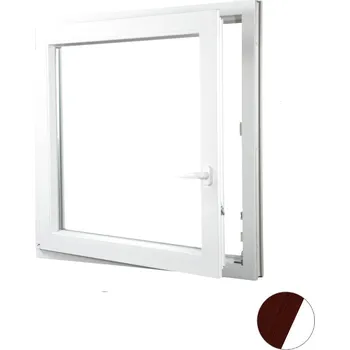 Okno ALUPLAST Plastové okno jednokřídlo dekor/bílé 110x100 Barva: Ořech/bílá, Otvírání: Levé, Zasklení: Dvojsklo Ug= 1,1