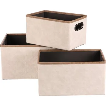 Koš na prádlo Koš regálový Autronic Koš regálový - látkový s uchy, krémový, cena za sadu 3 ks (DT3010 CRM)